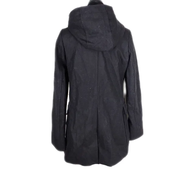 NEW Merona Womens Black Wool HOODED Full Zip Multi Pocket Cozy Jacket - Picture 9 of 10